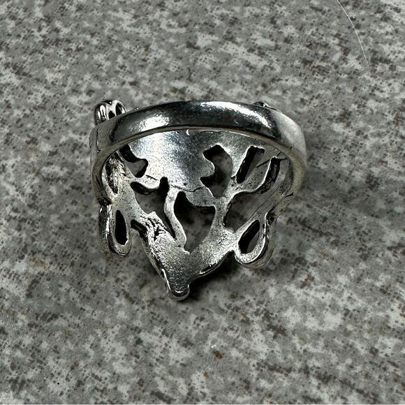 NEW Silver Plated Daisy Flower Floral Design Large Boho Thumb Ring Size 9 - Picture 11 of 12